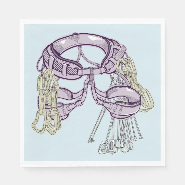 Trad climbing harness and equipment napkins (Front)