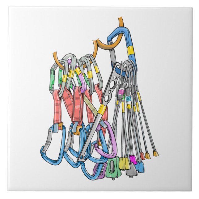 Trad climbing rack ceramic tile (Front)