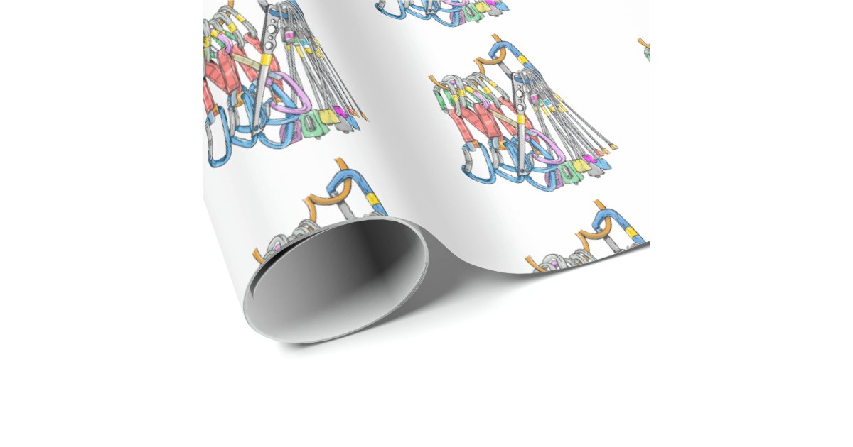 Trad climbing rack wrapping paper | Zazzle