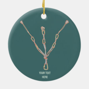 Trad rock climbing belay ceramic ornament