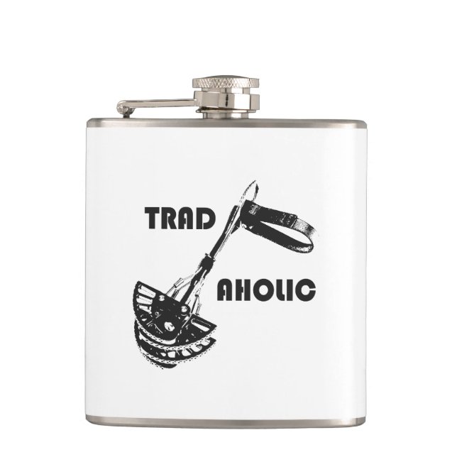Tradaholic Rock Climber Flask (Front)