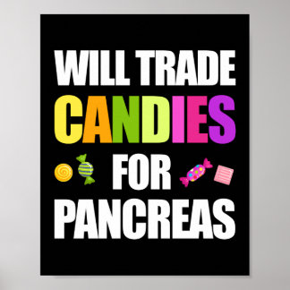 Trade Candy For Pancreas Type 1 Diabetes Awareness Poster