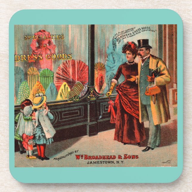 trade card William Broadhead & Sons dress goods Beverage Coaster (Front)