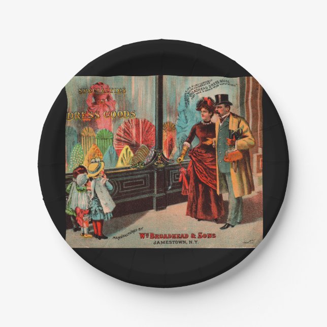 trade card William Broadhead & Sons dress goods Paper Plates (Front)