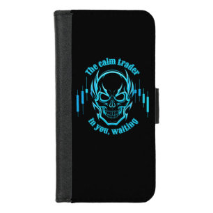 Trade Motivation   Skull   Calm Trader iPhone 8/7 Wallet Case