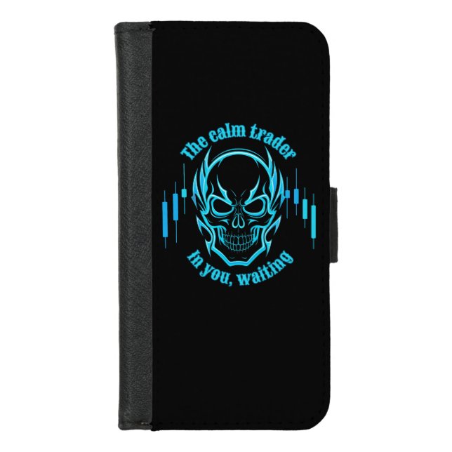 Trade Motivation | Skull | Calm Trader iPhone Wallet Case (Front)