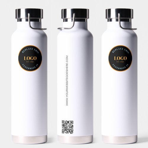 Trade show giveaway Business color Logo QR code Water Bottle