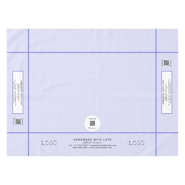 Trade Show Lavender 52 x 70 QR Code Stripes Tablecloth (Front (Horizontal))