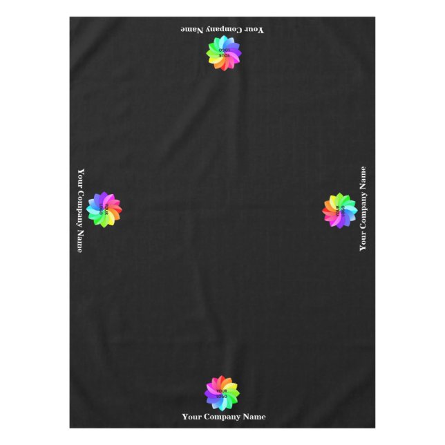 Trade Show Tablecloth Custom Logo All Sides Black (Front)