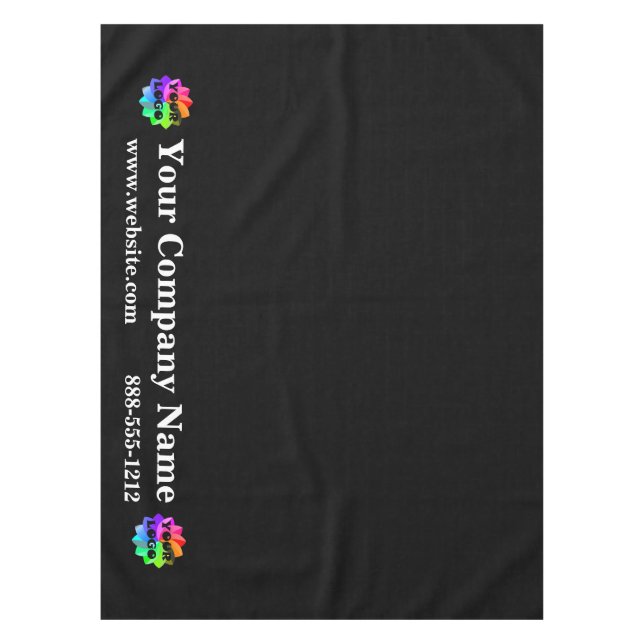 Trade Show Tablecloth Custom Logo Black (Front)