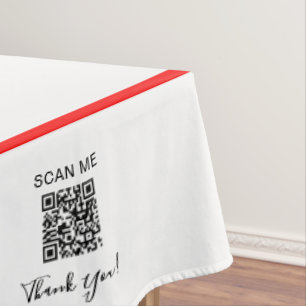 Trade Show White Black 60 x 104 QR Code Tablecloth