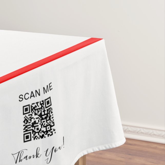 Trade Show White Black 60 x 104 QR Code Tablecloth (In Situ)