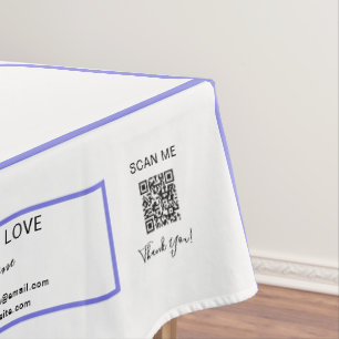 Trade Show White Purple 52 x 70 QR Code Stripes Tablecloth