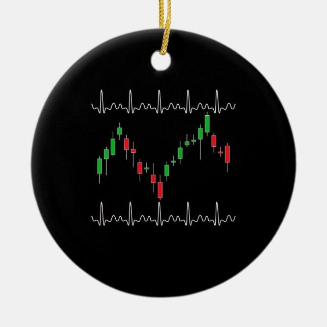 Trader Heartbeat Pulse Crypto Ceramic Ornament (Front)