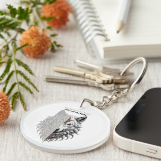 Trader life | Front white wolf | Back black wolf Keychain