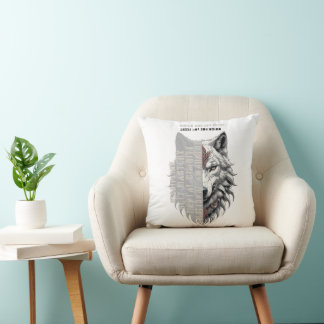 Trader life | Front white wolf | Back black wolf Throw Pillow