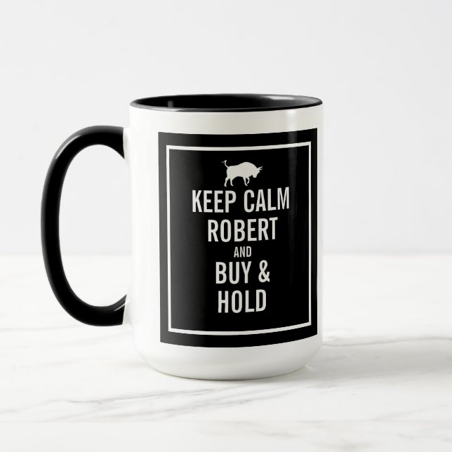 Trader quote black white name coffee mug (Left)