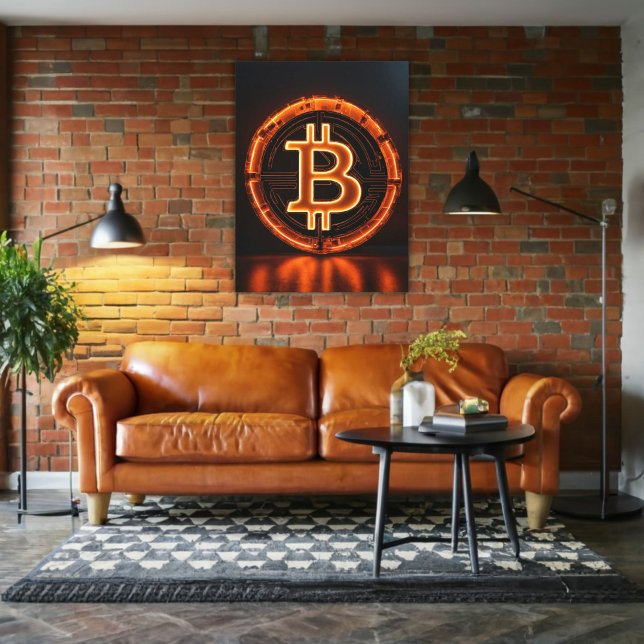 trader room modern office orange bitcoin LOGO  Canvas Print (Creator Uploaded)