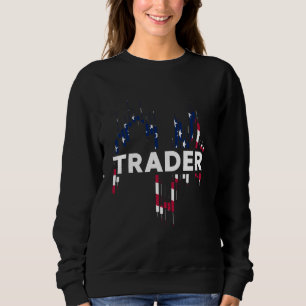 Trader USA US American Flag Candlestick Formation  Sweatshirt