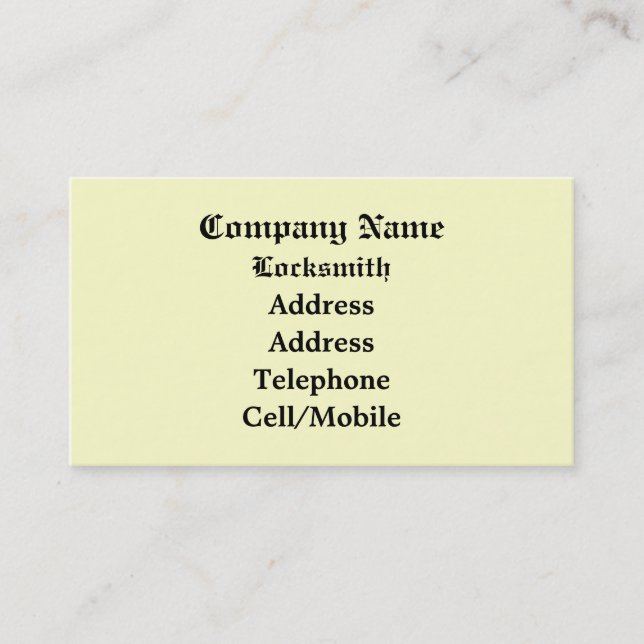 TRADES, LOCKSMITHS BUSINESS CARD (Front)