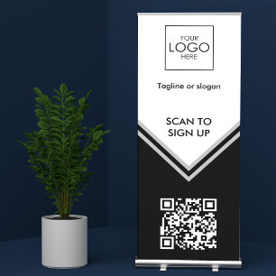 Tradeshow Roll Up Signage Upload Your Logo QR Code Retractable Banner