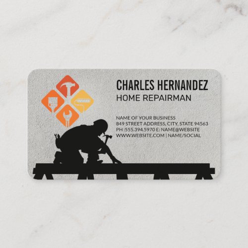 Tradesman on Roof | General Contractor Business Card