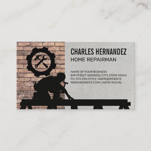 Tradesman Working on Roof | Contractor Business Card
