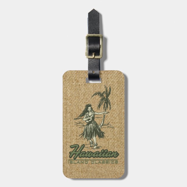 Tradewinds Hawaiian Island Hula Girl Bright Luggage Tag (Front Vertical)