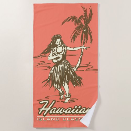 Tradewinds Hawaiian Island Hula Girl _ Coral Beach Towel