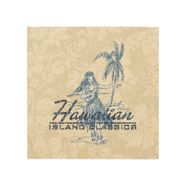 Tradewinds Hawaiian Island Hula Girl Distressed Wood Wall Art (Front)