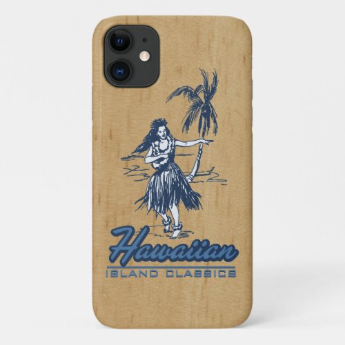 Tradewinds Hawaiian Island Hula Girl Faux Wood iPhone 11 Case