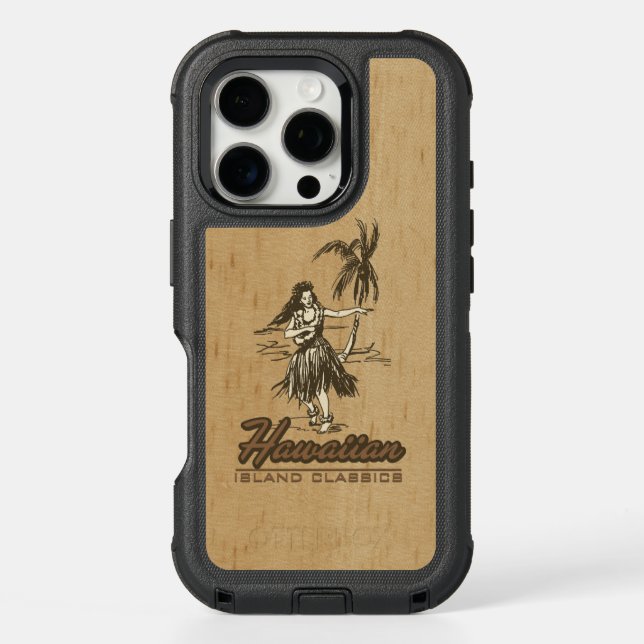 Tradewinds Hawaiian Island Hula Girl Faux Wood Otterbox iPhone Case (Back)