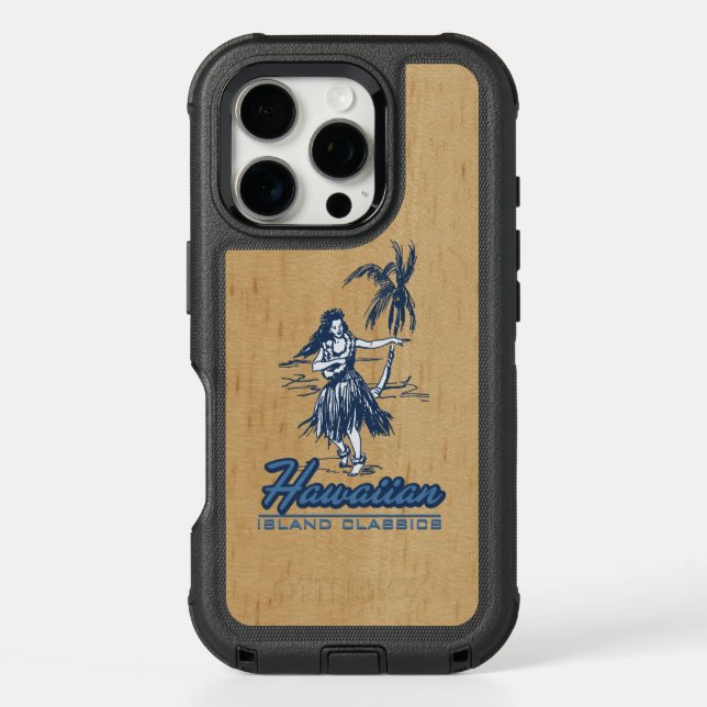 Tradewinds Hawaiian Island Hula Girl Faux Wood Otterbox iPhone Case (Back)