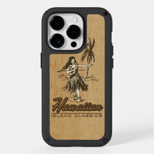 Tradewinds Hawaiian Island Hula Girl Faux Wood Speck iPhone 14 Pro Case