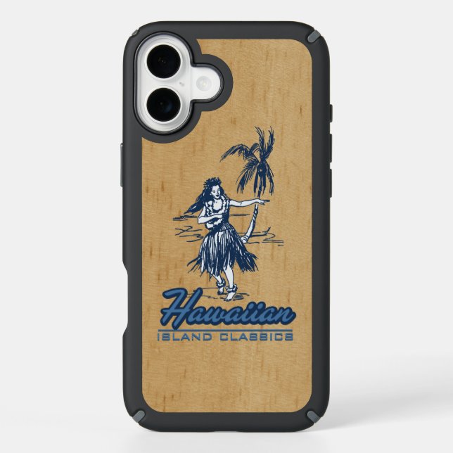 Tradewinds Hawaiian Island Hula Girl Faux Wood Speck iPhone Case (Front)