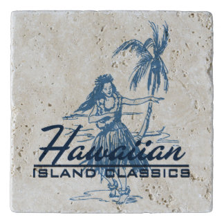 Tradewinds Hawaiian Island Hula Girl- Indigo Blue Trivet