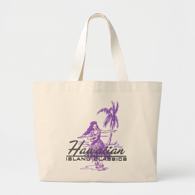 Tradewinds Hawaiian Island Hula Girl Large Tote Bag (Front)