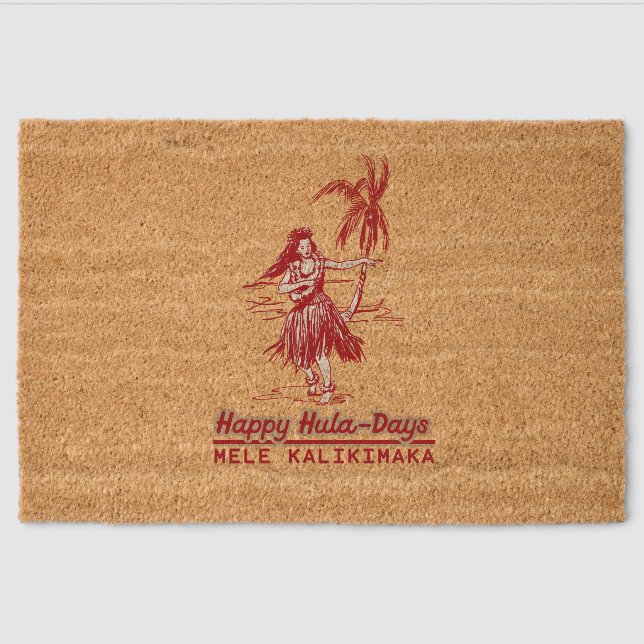 Tradewinds Holiday Hawaiian Hula Girl Fiber Doormat (Front)