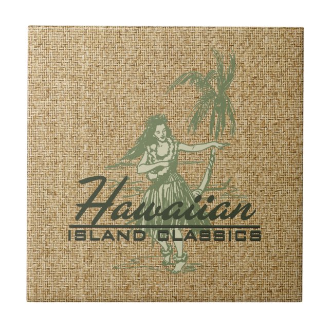 Tradewinds Hula Girl Hawaiian Tile Trivet (Front)