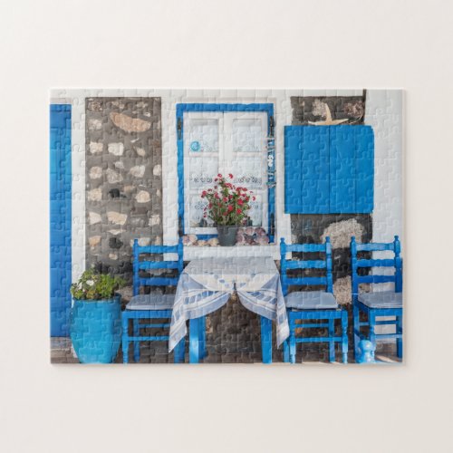 Tradiational Restaurant Oia Santorini Greece Jigsaw Puzzle