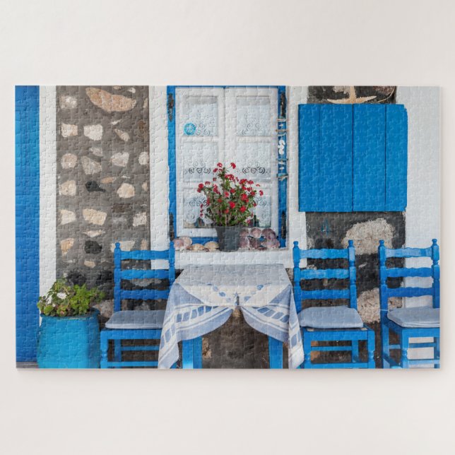Tradiational Restaurant Oia Santorini Greece Jigsaw Puzzle (Horizontal)