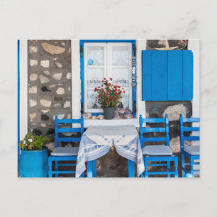 Tradiational Restaurant Oia Santorini Greece Postcard