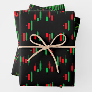 Trading Chart Pattern Streetwear Red Green Candle Wrapping Paper Sheets
