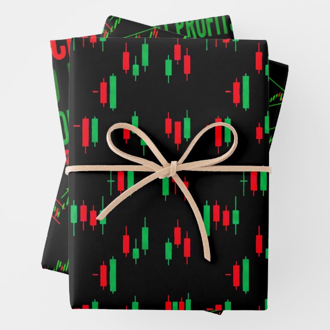 Trading Chart Pattern Streetwear Red Green Candle Wrapping Paper Sheets (In situ)