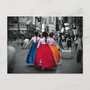 tradional korean girl photography postcard