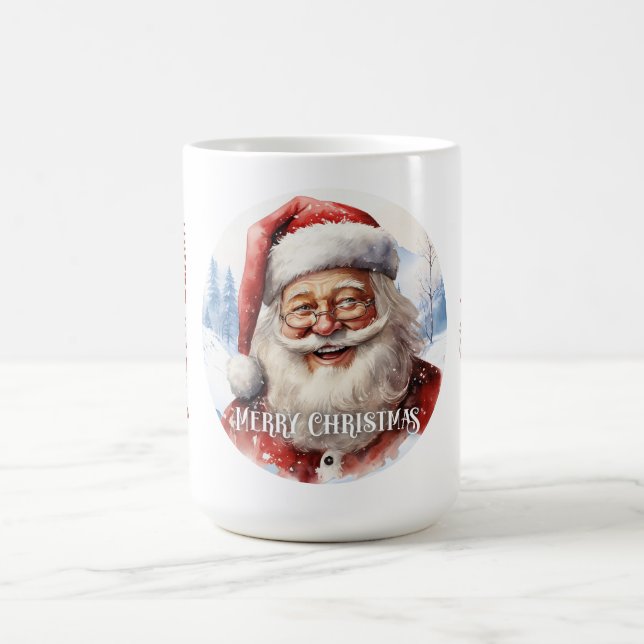 Tradition Classic Santa Claus Illustration Script  Coffee Mug (Center)