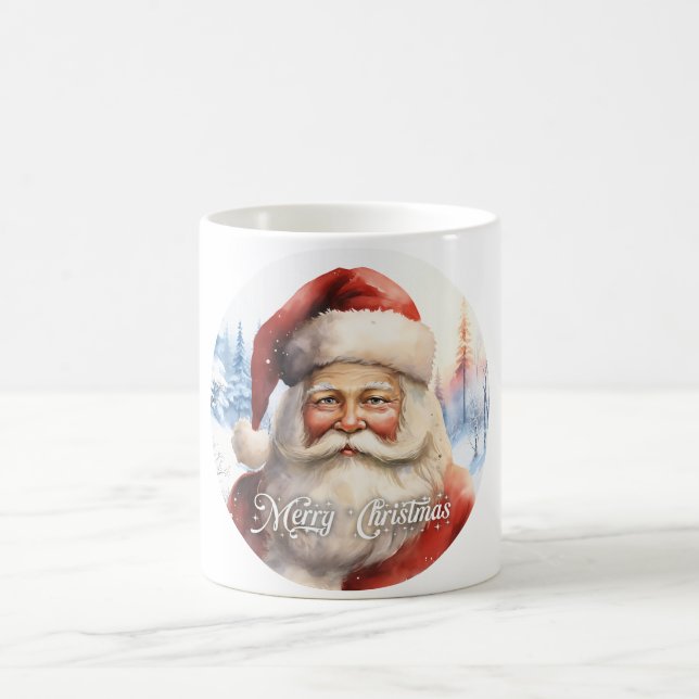Tradition Classic Santa Claus Illustration Script  Coffee Mug (Center)