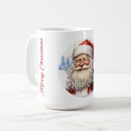 Tradition Classic Santa Claus Illustration Script  Coffee Mug