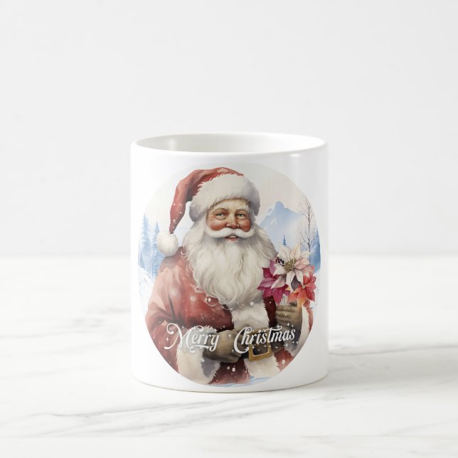 Tradition Classic Santa Claus Illustration Script  Coffee Mug (Center)