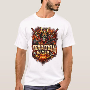 Tradition Gamer: Epic Samurai Skull Warrior & Tact T-Shirt